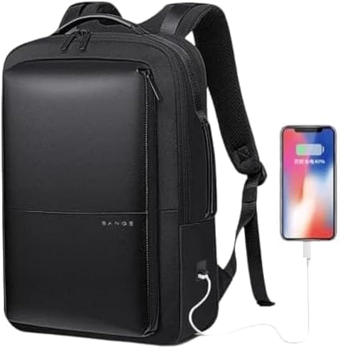 Bang Men's School Laptop Backpack, Black, 019, Medium Waterproof Expandable Backpack, Black, 17 Inch